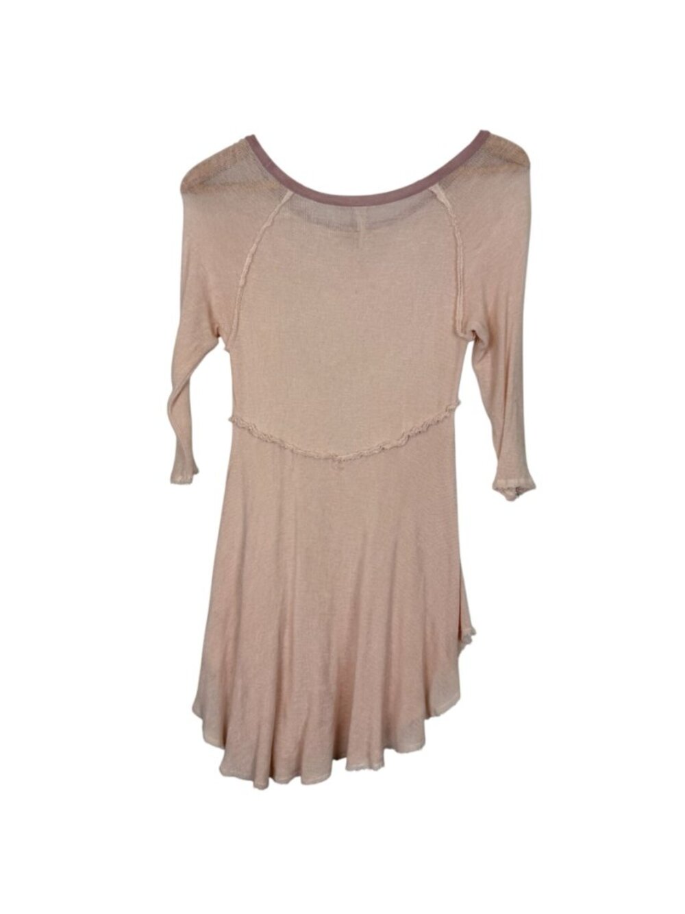 Intimately Free People Pink Tunic Top Scoop Neck Long Sleeve Medium Raw Hem Soft - Picture 6 of 10